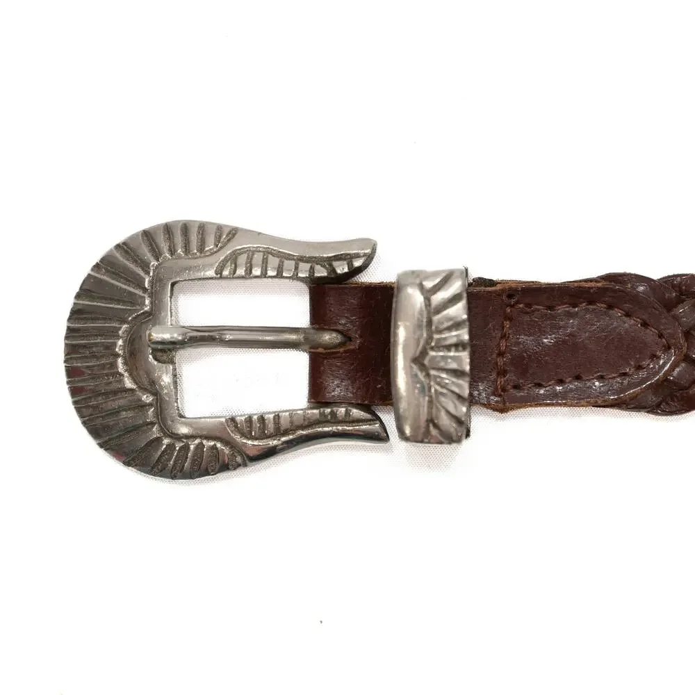 Genuine Leather Brown Braided Belt Size Large